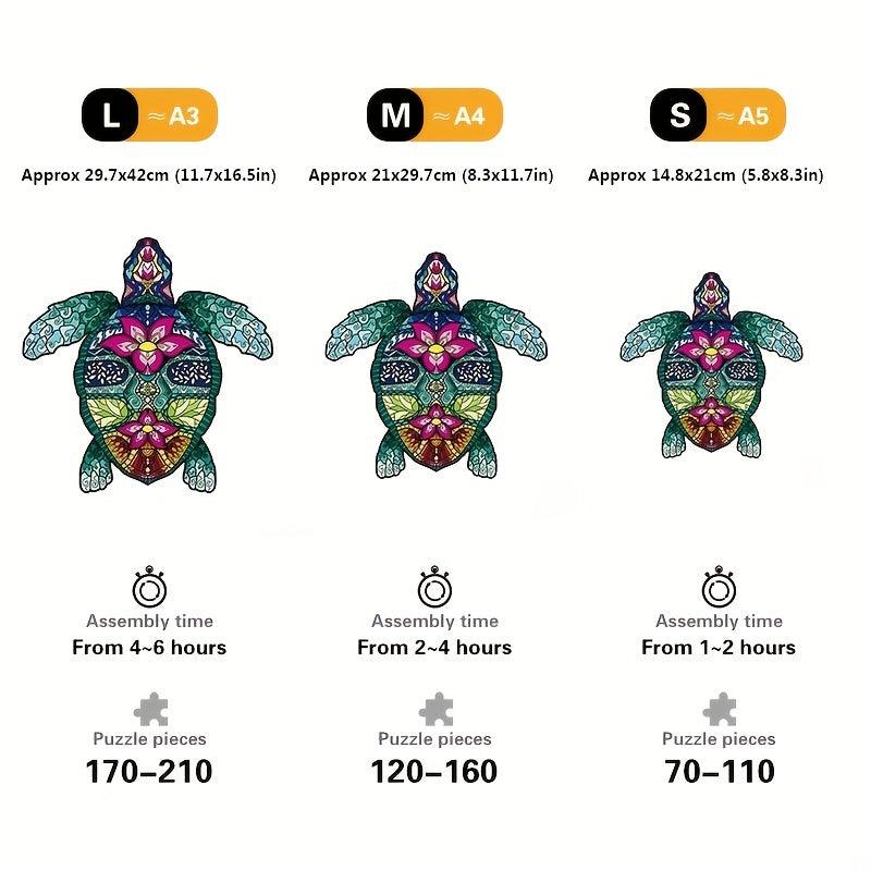 Sea Turtle Wooden Puzzle Unique Irregular Animal Shape Creative Gift