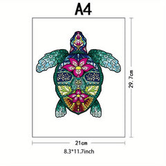 Sea Turtle Wooden Puzzle Unique Irregular Animal Shape Creative Gift
