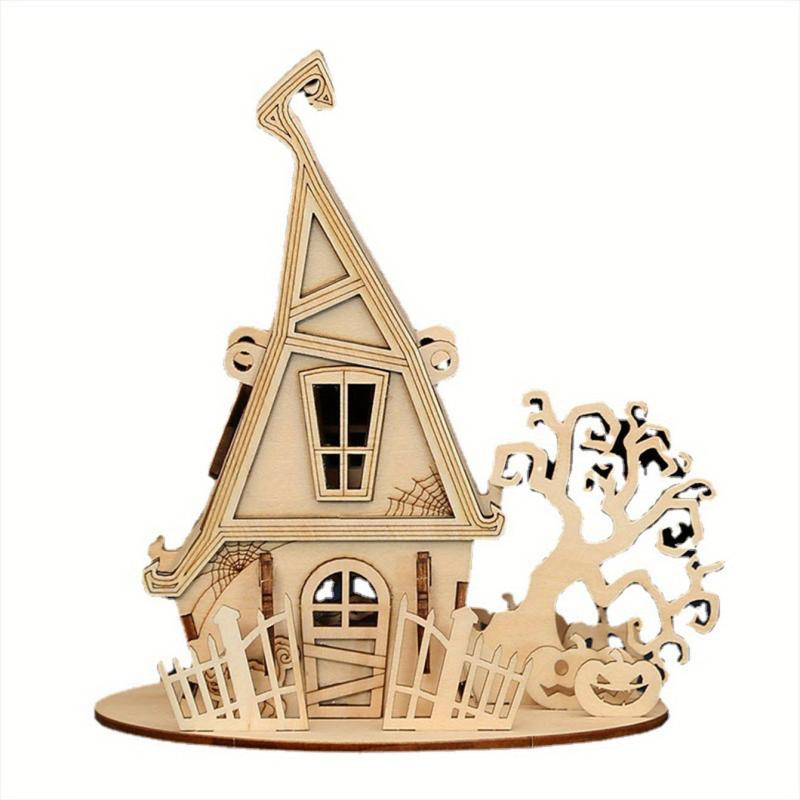 3D Wooden Puzzle Halloween House Jigsaw Puzzle Wooden Toys