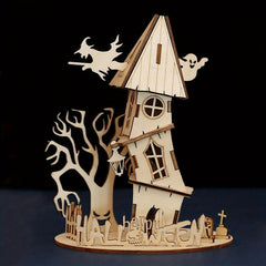 3D Wooden Puzzle Halloween House Jigsaw Puzzle Wooden Toys