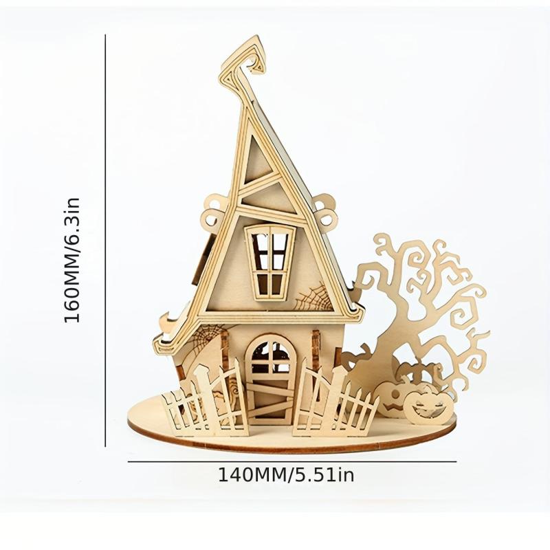 3D Wooden Puzzle Halloween House Jigsaw Puzzle Wooden Toys