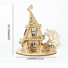3D Wooden Puzzle Halloween House Jigsaw Puzzle Wooden Toys