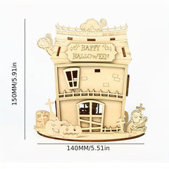3D Wooden Puzzle Halloween House Jigsaw Puzzle Wooden Toys
