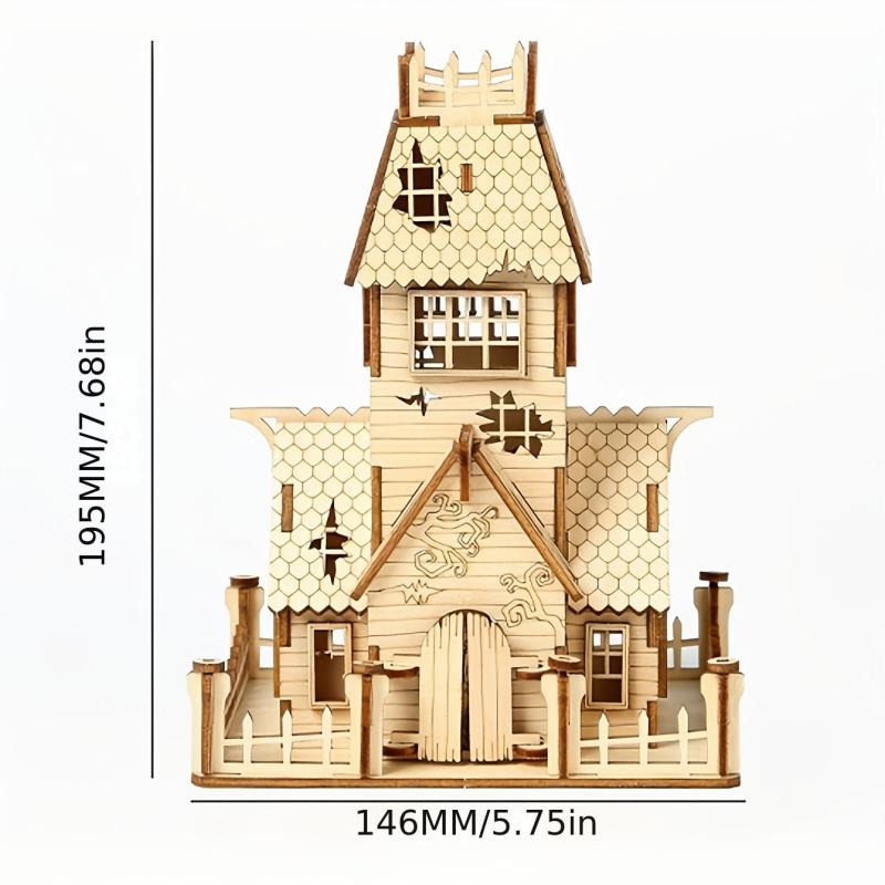 3D Wooden Puzzle Halloween House Jigsaw Puzzle Wooden Toys