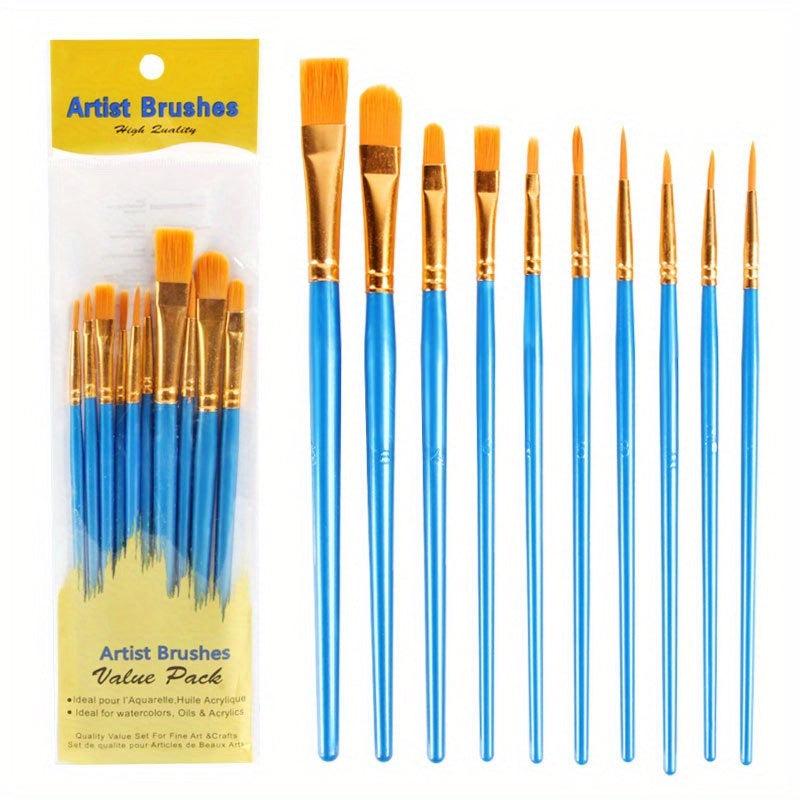 10pcs Nylon Hair Art Painting Brushes Watercolor Brushes