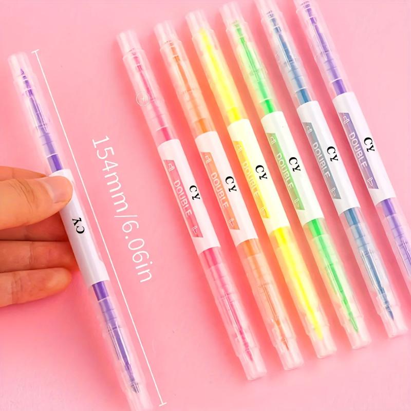 6 Dual Ended Marker Highlighters - Essential for Internet Stars & Students