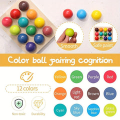 Colorful Wooden Rainbow Matching Ball Toy for Kids