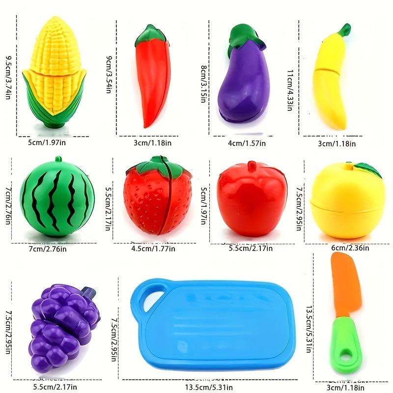 24pcs Reusable Kitchen Toys Fruits & Vegetables Cutting Set For Kids