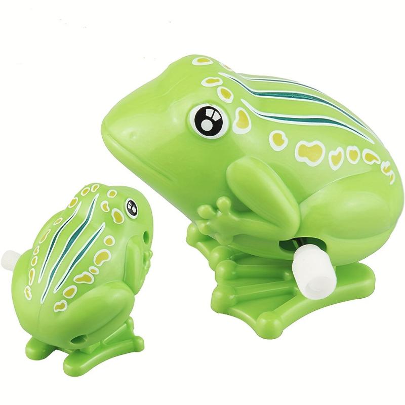 Wind Up Frog Jumping Animal Clockwork Toy Classic Educational Plastic