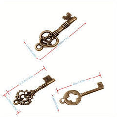 3pcs 5.89cm Large Skeleton Key Bronze & Brass Retro Style for Parties