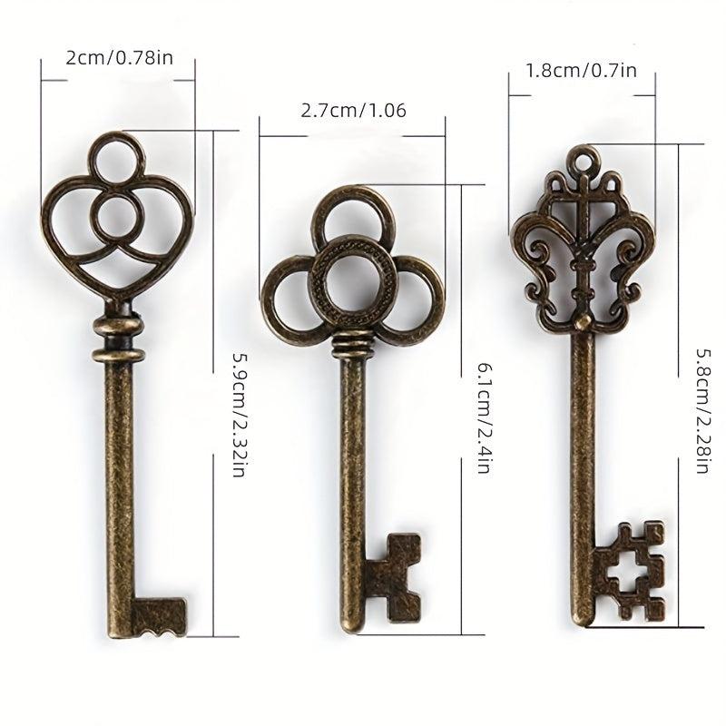 3pcs 5.89cm Large Skeleton Key Bronze & Brass Retro Style for Parties