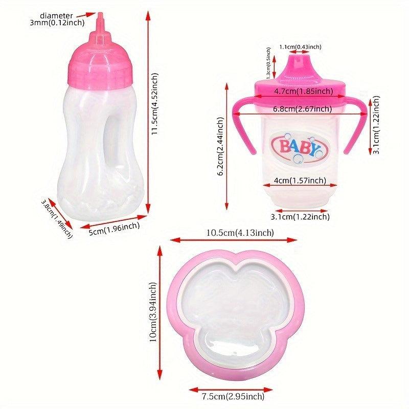 18 inch Doll Accessory Set Baby Bottle Drinking Cup Plate Fork
