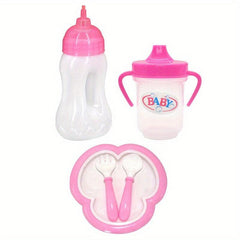 18 inch Doll Accessory Set Baby Bottle Drinking Cup Plate Fork
