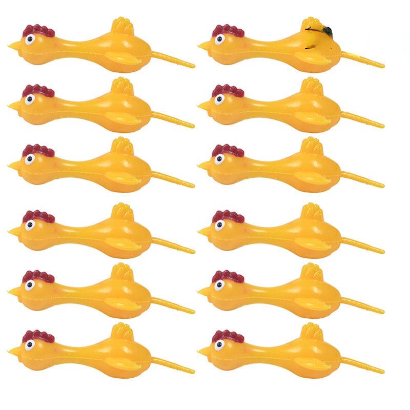 12 Pcs Catapult Turkey Tricky Fun Toy Catapult Chicken TPR Soft Material