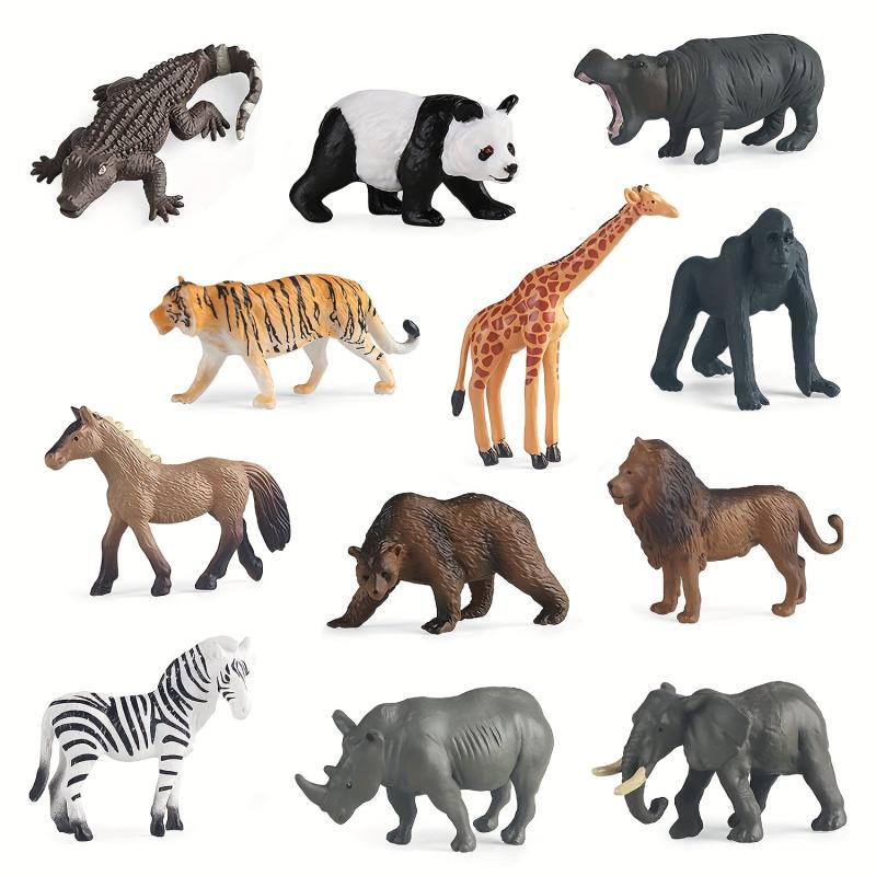Mini Safari Animal Figures Toy 12PCS Plastic Tiny Forest Jungle Zoo Animals