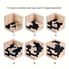 Wooden Magic Bucket 54T Lock Building Block Cube Classic Puzzle