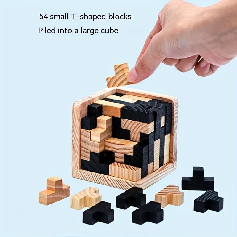 Wooden Magic Bucket 54T Lock Building Block Cube Classic Puzzle