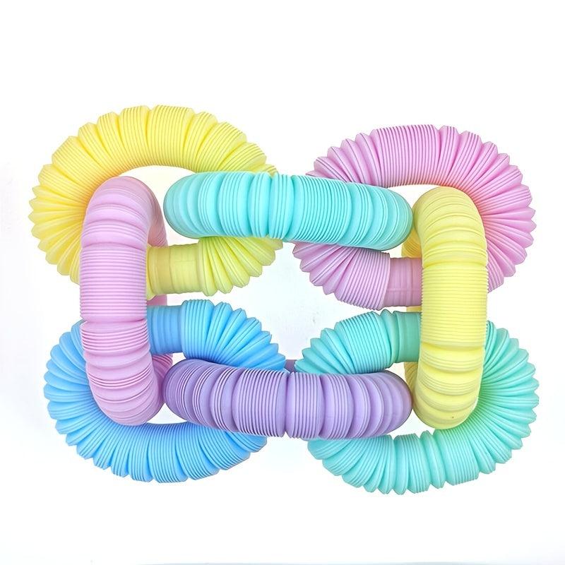 6pcs Mini Pop Tubes Sensory Fidget Toy Macaron Fine Motor Skills & Learning