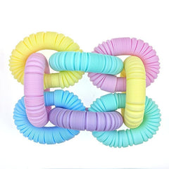 6pcs Mini Pop Tubes Sensory Fidget Toy Macaron Fine Motor Skills & Learning