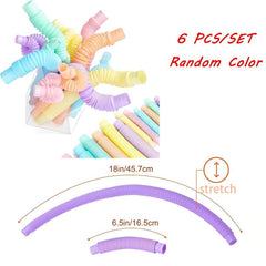 6pcs Mini Pop Tubes Sensory Fidget Toy Macaron Fine Motor Skills & Learning