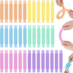 6pcs Mini Pop Tubes Sensory Fidget Toy Macaron Fine Motor Skills & Learning