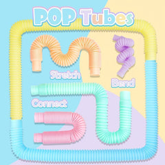 6pcs Mini Pop Tubes Sensory Fidget Toy Macaron Fine Motor Skills & Learning