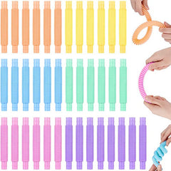 6pcs Mini Pop Tubes Sensory Fidget Toy Macaron Fine Motor Skills & Learning