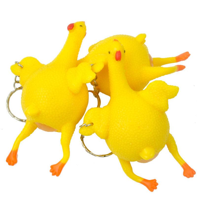Mini Lay Eggs Chicken Key Ring Funny Stress Reliever Toy for Children
