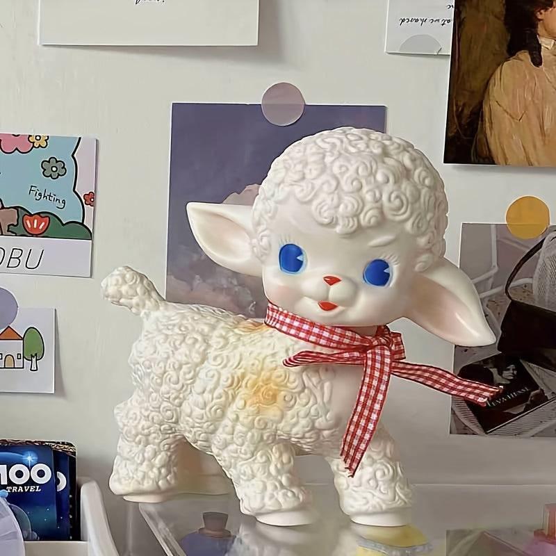 Retro Rubber Sheep Doll Model Lamb Static Desk Room Home Ornaments