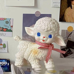 Retro Rubber Sheep Doll Model Lamb Static Desk Room Home Ornaments