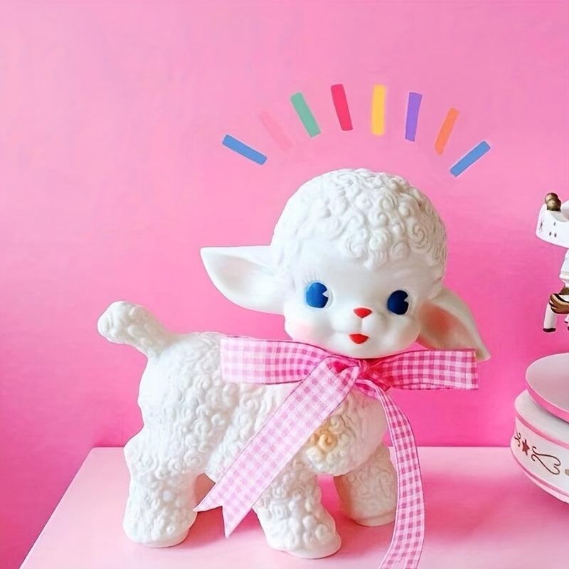 Retro Rubber Sheep Doll Model Lamb Static Desk Room Home Ornaments