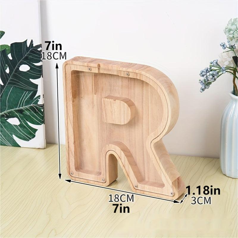 Wooden Alphabet Coin Bank Savings Jar for Kids