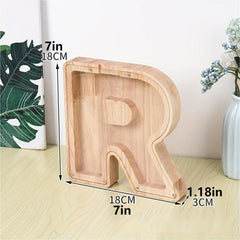 Wooden Alphabet Coin Bank Savings Jar for Kids