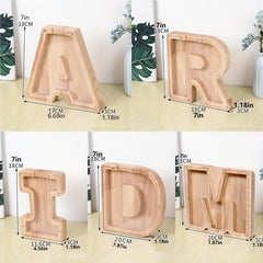 Wooden Alphabet Coin Bank Savings Jar for Kids