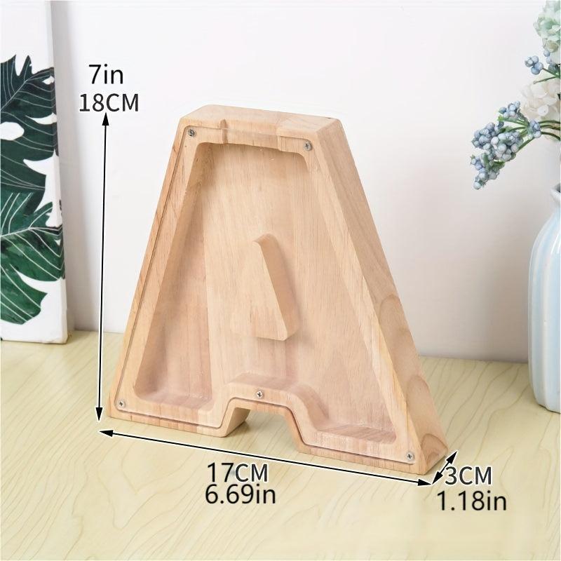 Wooden Alphabet Coin Bank Savings Jar for Kids