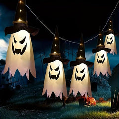 Glowing Ghost Witch Hat String Lights for Halloween Decorations