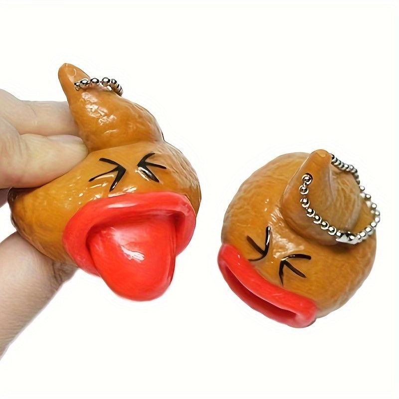 Funny Poo Squeeze Emoticon Keychain Tricky Prank Toy