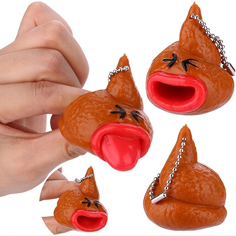 Funny Poo Squeeze Emoticon Keychain Tricky Prank Toy