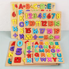 Wooden Puzzles for Kids Alphabet Number Shape Toddler Learning Toys