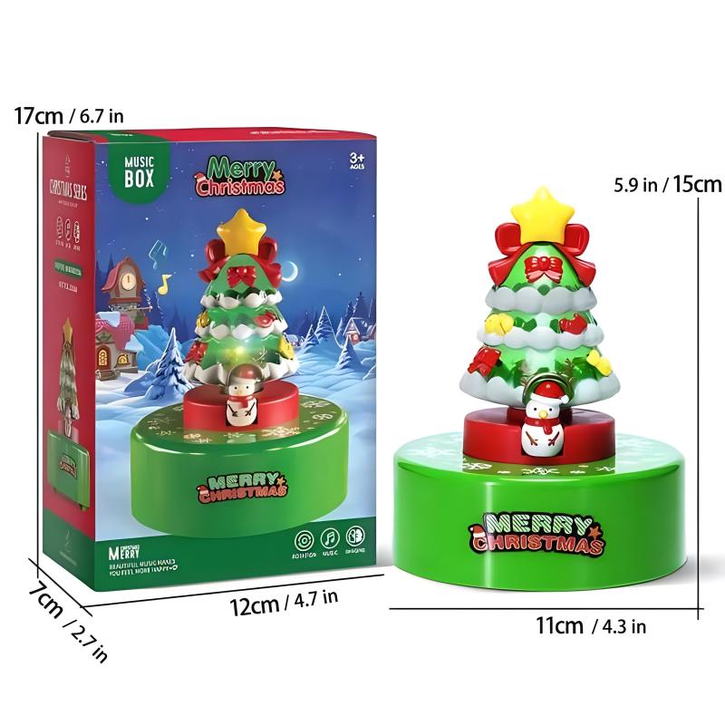 Christmas Tree Music Box with Lights and Built-In Button