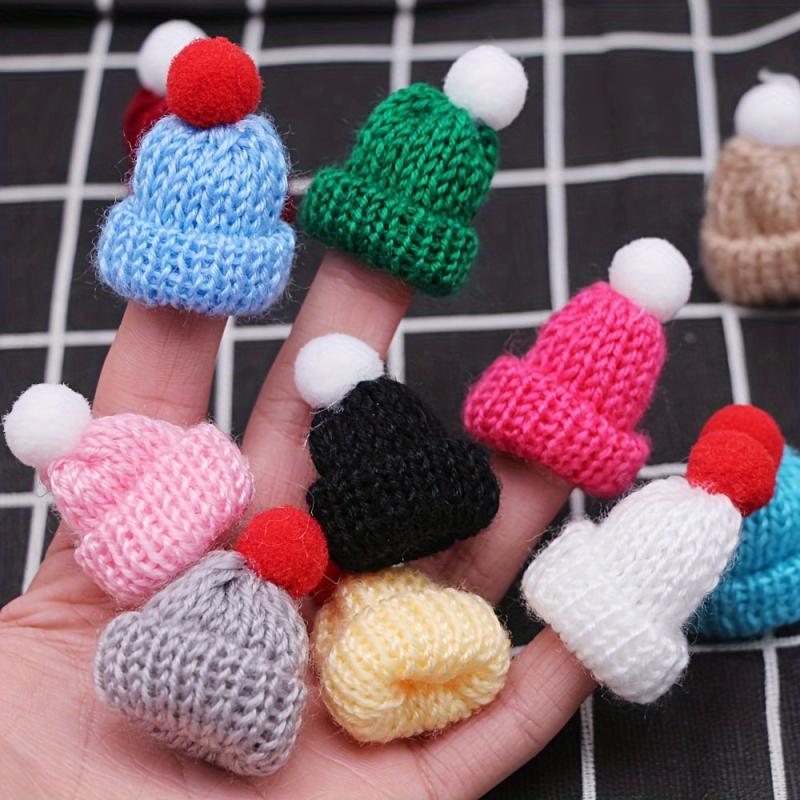 10pcs Mini Knitted Woven Hat Woolen Finger Cap DIY Accessories