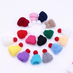 10pcs Mini Knitted Woven Hat Woolen Finger Cap DIY Accessories