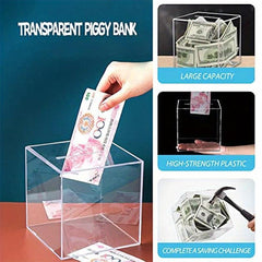 Square Acrylic Adult Piggy Bank Unredeemable Money Box