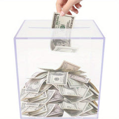 Square Acrylic Adult Piggy Bank Unredeemable Money Box