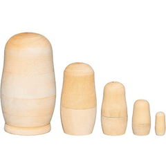 5pcs Unfinished Wooden Doll Set DIY Hand Drawn Painting Art Prop