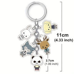 Anime Keychain Rabbit Wolf Deer Cartoon Key Ring Accessories