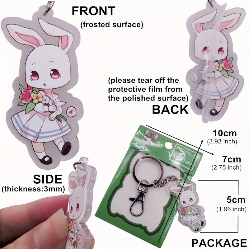 Anime Keychain Rabbit Wolf Deer Cartoon Key Ring Accessories