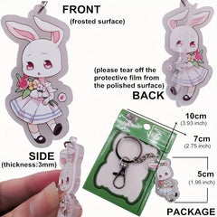 Anime Keychain Rabbit Wolf Deer Cartoon Key Ring Accessories