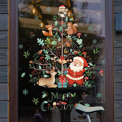 Christmas Window Stickers Santa Theme Decor Waterproof Removable Clings