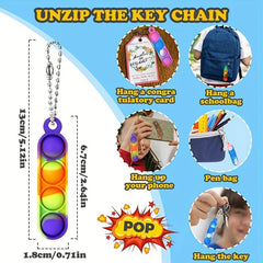 20pcs Mini Pop Fidget Keychain Sensory Toys Anxiety Stress Relief Keychain